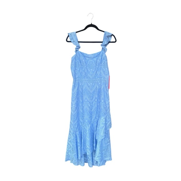 NWT Monique Lhuillier Baby Blue Lace Summer Midi Dress Size 8 MSRP $495 Formal - Picture 2 of 11